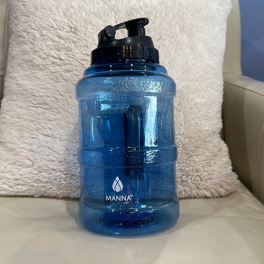 Manna plastic water bottle jug.